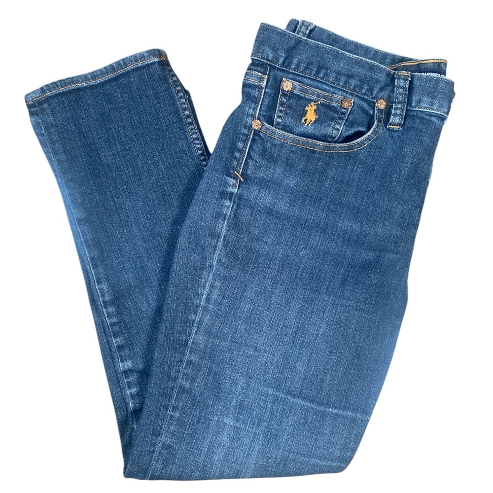 Ralph Lauren Sport Jeans Women’s 10 Blue Denim Cropped  Logo Classic Preppy